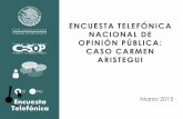 Encuesta Telefónica Nacional: Caso Carmen Aristeguihablar de la periodista Carmen Aristegui, de los cuales el 83% está enterado de que fue despedida de su programa por la empresa