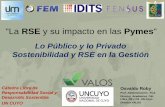 La RSE y su impacto en las - IDITS · 2016-06-23 · Responsabilidad Social y Desarrollo Sostenible UN CUYO Lo Público y lo Privado Sostenibilidad y RSE en la Gestión Osvaldo Roby