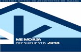 MEMORIA PRESUPUESTO 2018profesionales.coamalaga.es/documentacionWebPublica/... · Las Palmeras del Limonar 31. 29016 Málaga COLEGIO OFICIAL DE ARQUITECTOS DE MÁLAGA. 1Otros Ingresos.