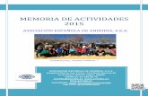 MEMORIA DE ACTIVIDADES 2015 - inicio - Aniridia · 2019-04-03 · ASOCIACIÓN ESPAÑOLA DE ANIRIDIA, A.E.A. 5 MEMORIA DE ACTIVIDADES 2.015. Entidad Declarada de Utilidad Pública
