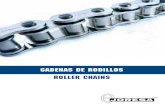 Cadenas de rodillos roller chains · 2019-10-09 · Cadenas de ejes macizos, ejes huecos y cadenas con aletas Conveyor chains Solid pins, hollow pins & attachment plates chains Cadenas