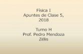Física I Apuntes de Clase 5, 2018 Turno H Prof. Pedro ...pmendoza/2018_FisicaI/2018_Fisica1_Clase05.pdfc r u r v a & 2 & a r v c & 2 a t r D u T & & a t r D θ r y x a c a t u T &