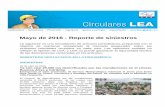 Mayo de 2016 - Reporte de siniestros - LEAimg.lea-global.com/ReportedeSiniestrosLEAMayo2016.pdf · también algunas zonas de Buenos Aires y Córdoba, informó hoy el Servicio Federal
