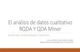 El análisis de datos cualitativo RQDA Y QDA Miner · El proceso de codificación Codificación: proceso analítico por medio del cual se fragmentan, conceptualizan e integran los
