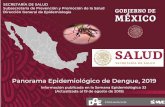 Panorama Epidemiológico de Dengue, 2019...Fuente: SINAVE/DGE/SALUD/Sistema Especial de Vigilancia Epidemiológica de Dengue con Información al 19 de agosto de 2019 y a la semana