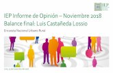 IEP Informe de Opinión Noviembre 2018 Balance final: Luis … · 2018-12-04 · Base noviembre 2018: Total de entrevistados - Nacional urbano rural (1210) Un mayoritario 63% considera