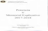 Ponencia Y Memorial Explicativo 2017-2018...Memorial Explicativo a! Presupuesto Recomendado 2017-2018 Otra de nuestras metas es la energica fiscalizacion de las leyes y reglamentos