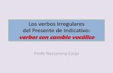 Profe Nazzarena Carpi - ipscarrara.edu.it verbos... · Ya conocemos el presente de los verbos regulares en -AR -ER -IR . Y también conocemos algunos verbos irregulares ... Los verbos
