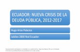 ECUADOR: NUEVA CRISIS DE LA DEUDA PÚBLICA, …...ECUADOR: NUEVA CRISIS DE LA DEUDA PÚBLICA, 2012-2017 Hugo Arias Palacios Jubileo 2000 Red Ecuador. Esta presentación está basada