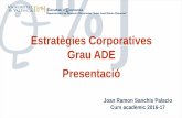 Estratègies Corporatives Grau ADE Presentació1.4. Decisions estratègiques: corporativa, competitiva i funcional 1.5. Jerarquia i segmentació estratègica 1.6. Marc per al disseny