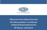 Recomendaciones Evaluación online: PROFESORADO (Mayo 2020)€¦ · Recomendaciones para la realización de pruebas online ... Cómo crear un banco de preguntas: ... HP Smart y OfficeLens