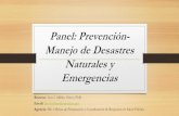 Panel: Prevención- Manejo de Desastres Naturales y Emergencias€¦ · emergencias en salud pública, integrando las guías y principios del Sistema Nacional de Manejo de Incidentes,