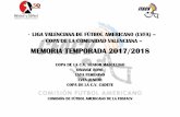 MEMORIA TEMPORADA 2017/2018ffacv.es/wp-content/uploads/2018/08/MEMORIA-LVFA... · CLASIFICACIÓN COPA DE LA C.V. SENIOR MASC. TEMPORADA 2017/2018 Pos. Equipo G P % G PF %PF PC %PC