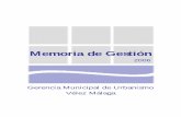 Memoria de Gestión - Vélez-Málaga...analizando el grado de cumplimiento de las previsiones del Plan aprobado en 1996 y el proyecto de ciudad para Vélez Málaga. El Plan es uno