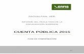 Órgano de Fiscalización Superior del Estado de Veracruz - CUENTA PÚBLICA 2015 · 2016-11-08 · FASE DE COMPROBACIÓN ZACUALPAN, VER. 413 CUENTA PÚBLICA 2015 INFORME DEL RESULTADO