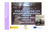 ERASMUS+ KA 103 · finlandia ies gabriel mirÓ orihuela curso 2015-2016 erasmus+ ka 103. 3 as movilidad ka 103 el programa erasmus+ comprende dos actividades para el personal de una