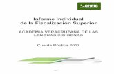Informe Individual de la Fiscalización Superior · 2018-10-01 · 175 ACADEMIA VERACRUZANA DE LAS LENGUAS INDÍGENAS INFORME INDIVIDUAL CUENTA PÚBLICA 2017 1. PREÁMBULO Este informe