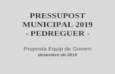 PRESSUPOST MUNICIPAL 2019 - PEDREGUER · 2019-06-11 · Reparació i conservació instal·lacions esportives (+). Energia elèctrica i comunicacions telefòniques (-). Despeses programació
