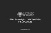 Plan Estratégico UPV 2015-20 (PEUPV2020) · programas patrocinados desde la Unión Europea y otros entornos. ... programa de apoyo a la I+D. ... Julio de 2016 Prospectiva de la acreditación