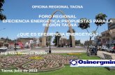FORO REGIONAL EFECIENCIA ENERGÉTICA:PROPUESTAS PARA … · Iván Traverso Bedon Tacna, julio de 2013. Definición de Eficiencia ... proyecto y los logros conseguidos con el mismo.