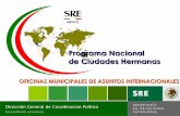 Programa Nacional de Ciudades Hermanas · formalización de acuerdos de hermanamiento ө Buen nivel de relaciones públicas nacionales (SRE) e internacionales ө Conocimiento de los