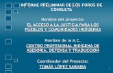 EL ACCESO A LA JUSTICIA PARA LOS PUEBLOS Y … PRELIMINAR DE... · 1 informe preliminar de los foros de consulta nombre del proyecto: el acceso a la justicia para los pueblos y comunidades
