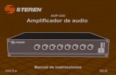 AMP-200 Amplificador de audio · 2016-06-03 · Su nuevo amplificador de audio de 150W RMS (200W máximo) cuenta con controles independientes de 4 entradas para micrófonos tipo XLR,
