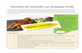 Pinchitos de Solomillo con Ensalada Verde · 5. Mientras preparar la ensalada verde: Pelar el pepino (retirando las semillas en caso necesario), las ramas de apio y cebolleta. Cortar