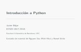 Introducci on a Python - UPC Universitat Politècnica de ...bejar/ecsdi/Laboratorio/Python.pdf · datos, Prototipado R apido, Web, Computaci on Num erica, Juegos, Inteligencia Arti