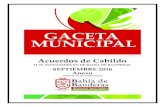 gaceta junio puntos de cabildo · 2018. 7. 7. · GACETA MUNICIPAL SEPTIEMBRE 2016 Acuerdos de Cabildo H. IX AYUNTAMIENTO DE BAHÍA DE BANDERAS Anexo ... SESIÓN EXTRAORDINARIA. 4