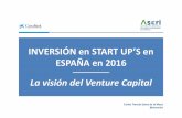 INVERSIÓN en START UP’S en ESPAÑA en 2016 · 2018. 2. 25. · 2016 – Se mantiene el número de inversiones en Start-Ups – 1.482 inversiones* Fuente: ASCRI / Webcapitalriesgo