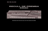 RECULL DE PREMSA COAC Recull del 29.06.09 al 3.07.09.pdf · - 30.06.09 Barcelona: El projecte de les aparences. La reordenació de les instal·lacions del Barça, tramitada avui fa