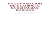 PROGRAMACIÓN DE CLARINETE ENSEÑANZAS BÁSICAS€¦ · A continuación se indican los Objetivos de Las Enseñanzas Básicas de Música para la asignatura de clarinete: 1. Conocer
