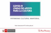 PATRIMONIO CULTURAL INMATERIAL · travésde las plataformasdel Ministerio de Cultura. Los colectivos de artistas tradicionales pueden estar compuestos por familiasextensas o asociaciones