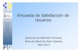Servicio Encuesta de Satisfacción de Usuarios · 2013. 5. 10. · Encuesta de Satisfacción de Usuarios Gerencia de Atención Primaria, Área de Salud de Gran Canaria, abril 2013