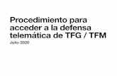 Procedimiento para acceder a la defensa telemática de TFG ... · •A través de un enlace al canal para sin correo UPM • Invitados a la defensa: familiares, amigos. • Tutores