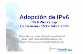 Adopción de IPv6 - IPv6 Training...2008/10/15  · direcciones IPv6 de tipo Unicast y/o Anycast – Los usuarios finales clientes residenciales (acceso xDSLLos usuarios finales, clientes
