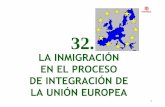 32 LA INMIGRACIÓN EN EL PROCESO DE INTEGRACIÓN UE · El fenómeno de la inmigración en España no se entiende de una forma aislada, sino que se encuadra en el contexto europeo.