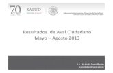 Resultados de Aval Ciudadano Mayo –Agosto 2013 · 2019. 4. 18. · caravanas) Número de caravanas con aval ciudadano No. de Unidades con aval ciudadano SSA (1o, 2o y 3er nivel)