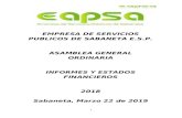 eapsa.com.coeapsa.com.co/.../2019/09/INFORME-DE-GESTIÓN-EAPSA-2018.docx · Web viewEMPRESA DE SERVICIOS PUBLICOS DE SABANETA E.S.P. ASAMBLEA GENERAL ORDINARIA. INFOR. MES Y ESTADOS