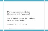 Programación General Anualiessalvadorallende.es/files/Secretaria/admision20-21/PGA Curso 201… · 8 P.G.A./ IES SALVADOR ALLENDE/FUENLABRADA/ CURSO 2019-2020 7. Concreción del