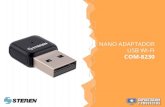 NANO ADAPTADOR USB WI-FI COM-8230 · NANO ADAPTADOR USB WI-FI COM-8230. Conecta tu computadora de escritorio a la señal wifi de tu casa o trabajo y olvídate de los estorbosos cables.