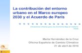 La contribución del entorno urbano en el Marco europeo ... · La contribución del entorno urbano en el Marco europeo 2030 y el Acuerdo de París . 1. CONTEXTO: ... •Evitar que