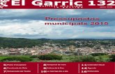 El Garric 132 - lagarriga.cat · El Garric Núm.132 . gener 2015 3 En portada S’aproven els pressupostos municipals del 2015 La modernització de l’enllumenat, un dels projectes