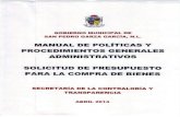 MANUAL DE POLíTICAS Y PROCEDIMIENTOS ......GOBIERNO MUNICIPAL DE SAN PEDRO GARZA GARCíA, N.L. MANUAL DE POLíTICAS Y PROCEDIMIENTOS GENERALES ADMINISTRATIVOS S9LICITUD DE PRESUPUESTO
