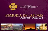 Presentacion Memoria de Labores 2014-2015funpanchoy.com/wp-content/uploads/2017/06/46041a_fb34c8... · 2017. 6. 26. · • Esta Memoria de Labores presenta las actividades relevantes