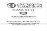 H. Ayto. San Martín Texmelucan · 2019. 7. 26. · TIPO DE DOCUMENTO 40 Formatos Trimestrales de la Ley de Disciplina Financiera Cuarto Trimestre Observaciones . Módulo: 4 CUATRO