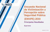 Título de la presentación - INEGI€¦ · A partir de la ENVIPE se estima que 27.8% de los hogares1 en el estado de Guerrero tuvo, al menos, una víctima de delito2 durante 2018.