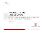PROJECTE DE PRESSUPOST - Ajuntament de Lleida · 2016. 11. 18. · PRESSUPOST 2016 PRESSUPOST 2017 VARIACIONS 2017 / 2016 PROJECTE DE PRESSUPOST 2017 Despesa de personal Compra de