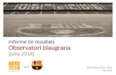 Informe de resultats Observatori blaugrana · Observatori blaugrana [juny 2016] Barcelona, juliol 2016 Ref.3438 per a . Continguts 2 Fitxa tècnica 5 Característiques de la mostra